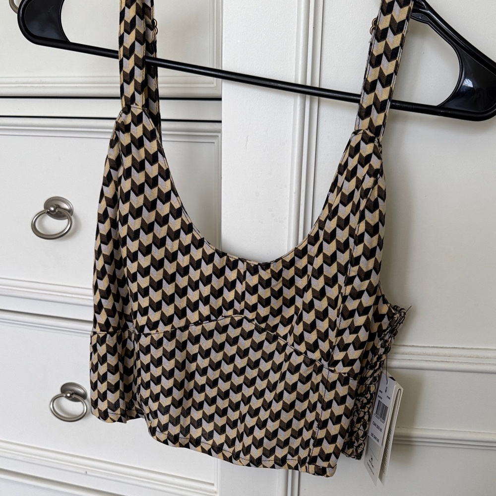 Rip Curl Black, Tan & Cream Geo Print Tank